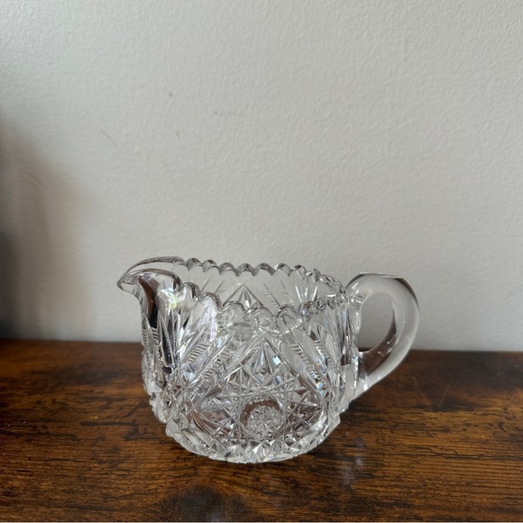 ANTIQUE AMERICAN BRILLIANT J. HOARE CUT GLASS CREAMER ACME PATTERN - Picture 2 of 3